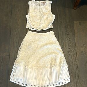 white crop top & skirt set forever 21 size S